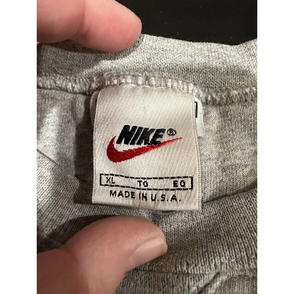 VTG NIKE Swoosh‎ Embroidered Logo Sweatshirt Gray X-Large Length+4 Made In USA